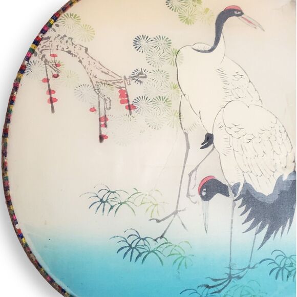 Antique Chinese Hand Fan - Cranes & Pine, Qianlong Mark (Possible Qing Dynasty) - Picture 8 of 12